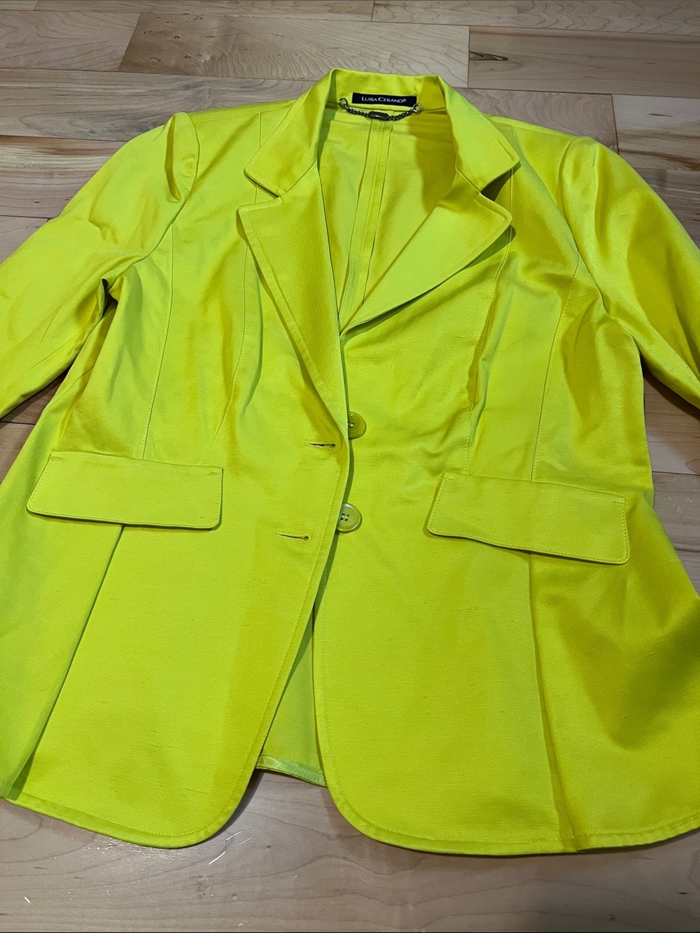 Luisa Cerano Bright Neon Yellow Women's Blazer Jacket - Picture 11 of 11